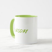 Lettering Design donderdag in groen Mok (Voorkant links)