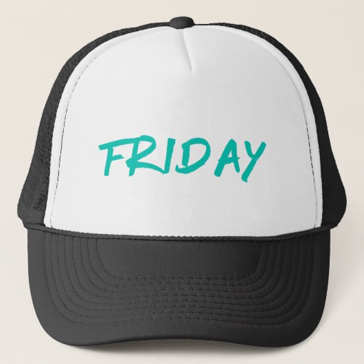 Lettering Design ‘Friday’ in Turquoise Trucker Pet (Voorkant)