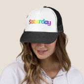 Lettering Design ‘Saturday’ in Rainbow Colors Trucker Pet (In situ)