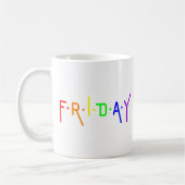 Lettering Design vrijdag in regenboogkleuren Koffiemok (Links)