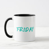 Lettering Design Vrijdag in Turquoise Mok (Links)