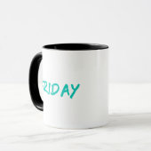 Lettering Design Vrijdag in Turquoise Mok (Voorkant links)