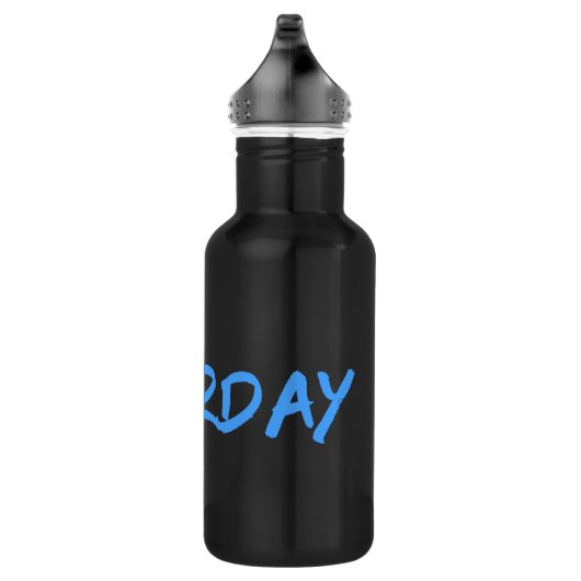 Lettering Design ‘zaterdag’ in hemelsblauw Waterfles (Rechts)