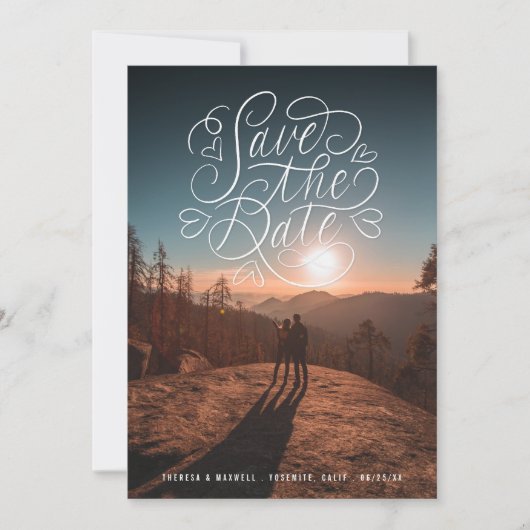 Lettering Harten Foto Save The Date (Voorkant)