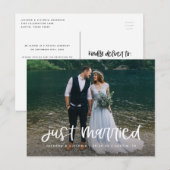 Lettering Just Married Elopement Briefkaart (Voorkant / Achterkant)