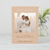 Lettering Love Story Foto Bruiloft Kaart (Staand voorkant)