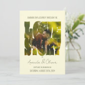 Lettering Love Story Foto Bruiloft Kaart (Staand voorkant)