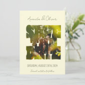 Lettering Love Story Foto Bruiloft Save The Date (Staand voorkant)