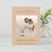 Lettering Love Story Foto Bruiloft Save The Date (Staand voorkant)
