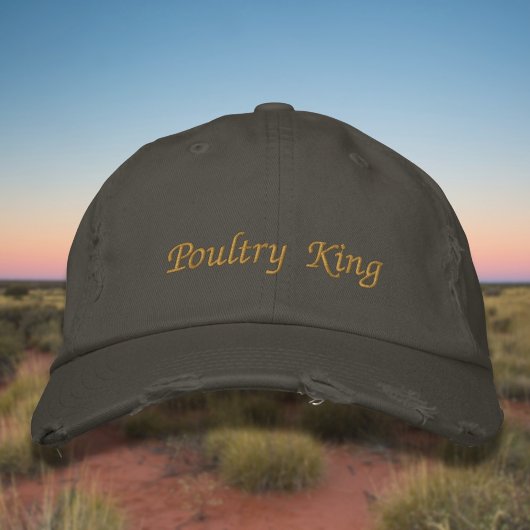 Lettering Poultry King in chicken brown Geborduurde Pet