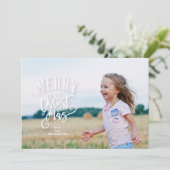 Lettering Prettig Kerstmis Foto Vakantiewenskaart Feestdagenkaart (Staand voorkant)