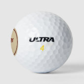 Lettering Speler 1 in Dieprood op Beige Golfballen (Logo)