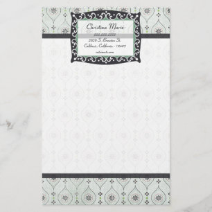 Letterkop briefpapier blauw bloemenpatroon