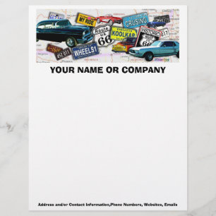 Letterkop - Route 66 Klassieke auto's Gepersonaliseerd Briefhoofd