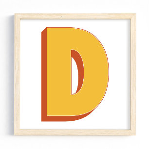Letterkunstposter, D-monogram, vetgedrukte initiaa Poster