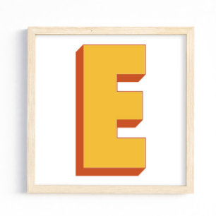 Letterkunstposter, E-monogram, Vetgedrukte initiaa Poster