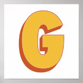 Letterkunstposter, G-monogram, Vetgedrukte initiaa Poster (Voorkant)