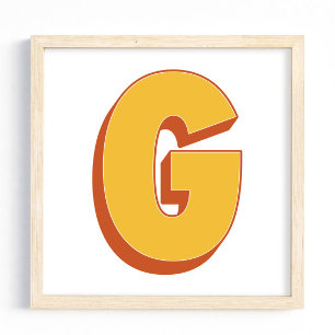 Letterkunstposter, G-monogram, Vetgedrukte initiaa Poster