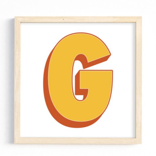 Letterkunstposter, G-monogram, Vetgedrukte initiaa Poster