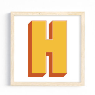 Letterkunstposter, H-monogram, vetgedrukte initiaa Poster