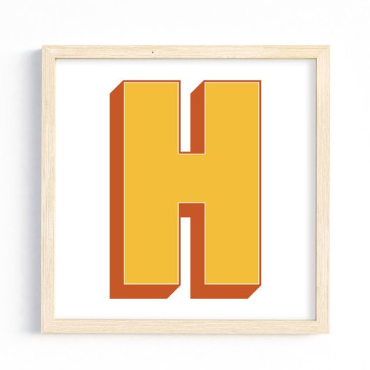 Letterkunstposter, H-monogram, vetgedrukte initiaa Poster