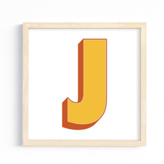 Letterkunstposter, J-monogram, Vetgedrukte initiaa Poster