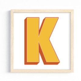 Letterkunstposter, K-monogram, hoofdlettertype Ini Poster