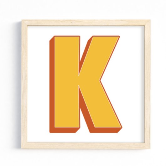Letterkunstposter, K-monogram, hoofdlettertype Ini Poster