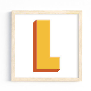 Letterkunstposter, L-monogram, Vet gedrukt initiaa Poster