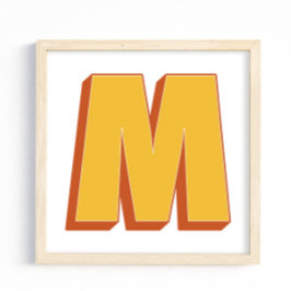 Letterkunstposter, M-monogram, vetgedrukte initiaa Poster