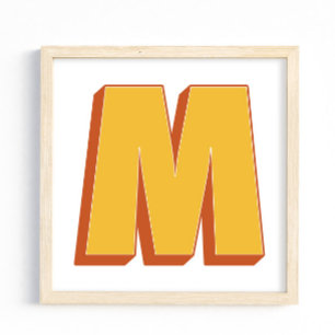 Letterkunstposter, M-monogram, vetgedrukte initiaa Poster