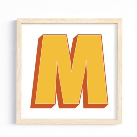 Letterkunstposter, M-monogram, vetgedrukte initiaa Poster