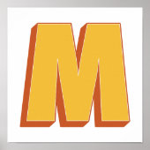 Letterkunstposter, M-monogram, vetgedrukte initiaa Poster (Voorkant)