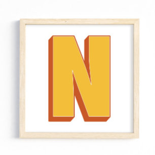 Letterkunstposter, N-monogram, Vet gedrukte initia Poster