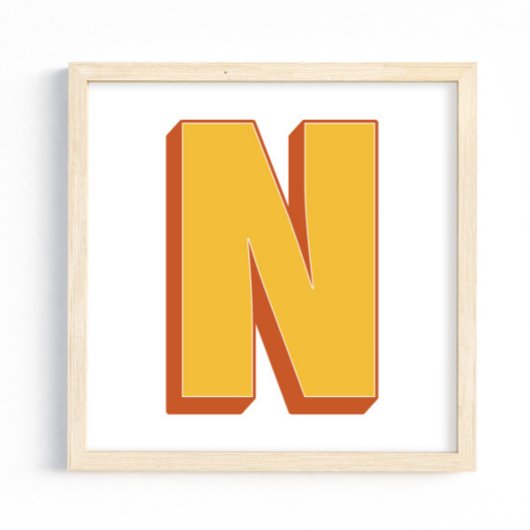 Letterkunstposter, N-monogram, Vet gedrukte initia Poster