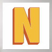 Letterkunstposter, N-monogram, Vet gedrukte initia Poster (Voorkant)