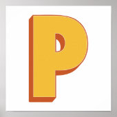 Letterkunstposter, P-monogram, Vetgedrukte initiaa Poster (Voorkant)