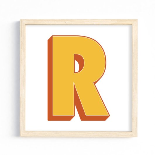 Letterkunstposter, R-monogram, vetgedrukte initiaa Poster