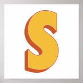Letterkunstposter, S-monogram, vetgedrukte initiaa Poster (Voorkant)