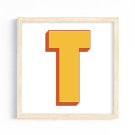 Letterkunstposter, T-monogram, Vette initiële lett Poster