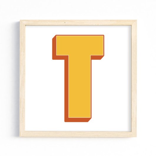 Letterkunstposter, T-monogram, Vette initiële lett Poster