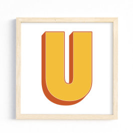 Letterkunstposter, U-monogram, Vet gedrukt initiaa Poster
