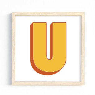 Letterkunstposter, U-monogram, Vet gedrukt initiaa Poster