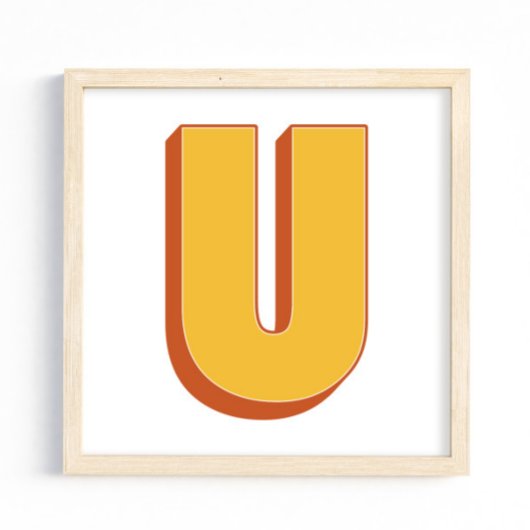 Letterkunstposter, U-monogram, Vet gedrukt initiaa Poster