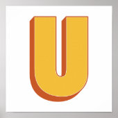Letterkunstposter, U-monogram, Vet gedrukt initiaa Poster (Voorkant)