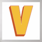 Letterkunstposter, V-monogram, vetgedrukte initiaa Poster (Voorkant)