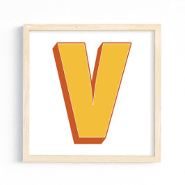 Letterkunstposter, V-monogram, vetgedrukte initiaa Poster