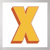 Letterkunstposter, X-monogram, Vette initiële lett Poster (Voorkant)