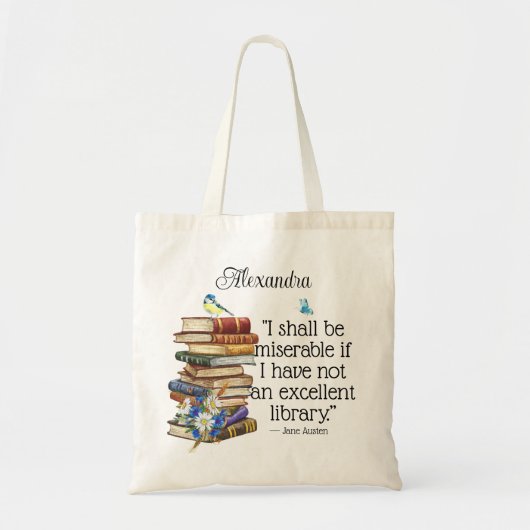 Letterlijk boek Gift Jane Austen Book Lover Quote Tote Bag (Voorkant)
