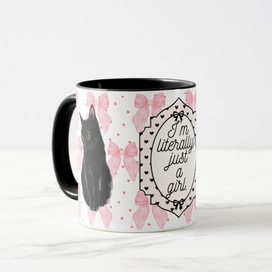 Letterlijk gewoon een meisje Coquette Cat Pink Gir Mok (Voorkant links)